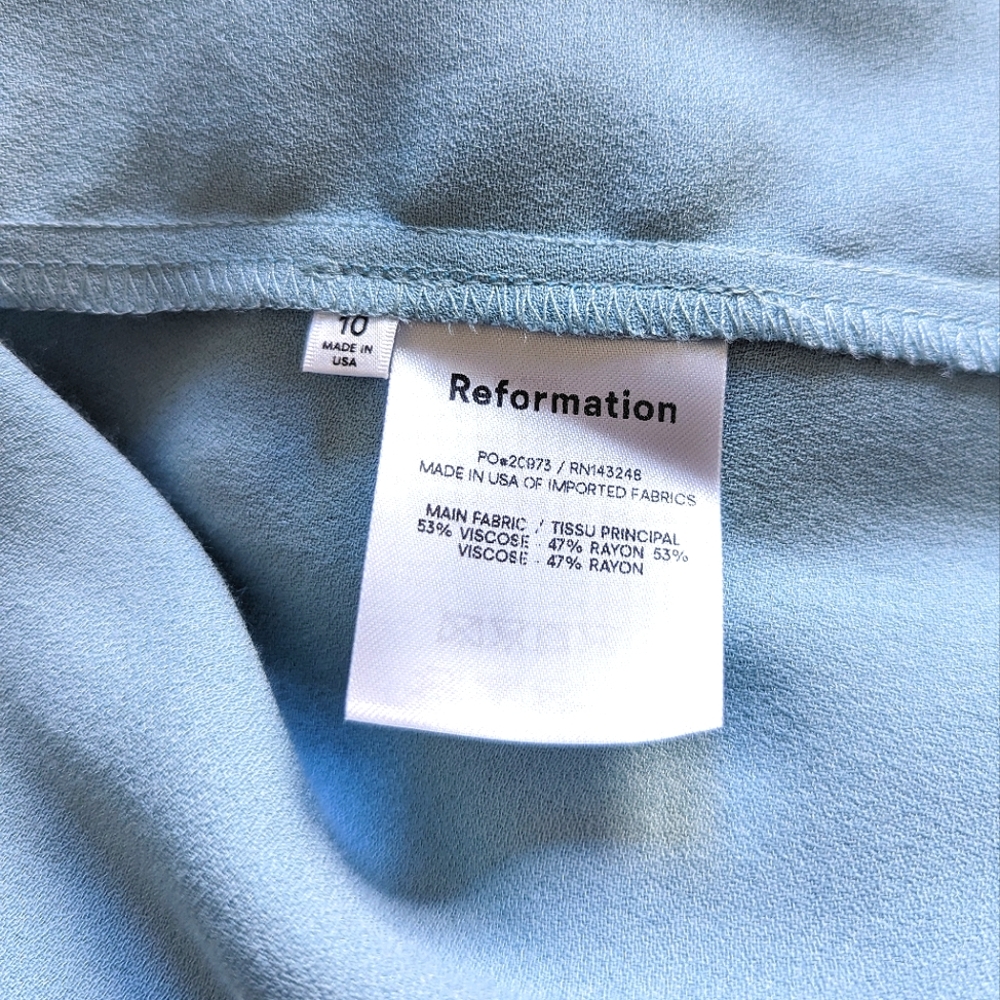 Reformation 'Kiwi' Turquoise Blue Asymmetrical Cutout High Slit Maxi Dress 10 - Picture 13 of 16